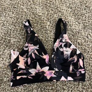 Victoria's Secret Black and Pink Floral Bra